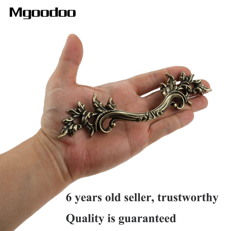 Mgoodoo 5PCS 6.6" Antique Bronze Drawer Handle, French Provincial Dresser Pull Euro Style Closet Knob for Nightstand Door Cabinet Cupboard Furniture Kitchen Bathroom Bedroom - Image 4